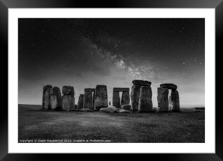 Stonehenge Black & White Astro Framed Mounted Print by David Macdiarmid