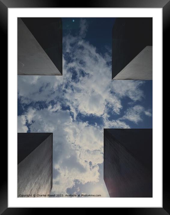 Looking up through the Holocaust Memorial, Berlin Framed Mounted Print by Charles Powell