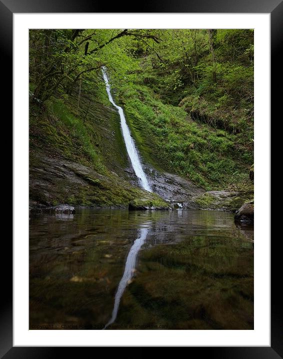 Whitelady waterfall Lydford  Framed Mounted Print by Charles Powell