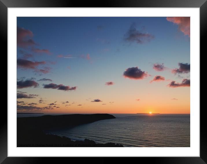 Baggy Point sunset Framed Mounted Print by Charles Powell