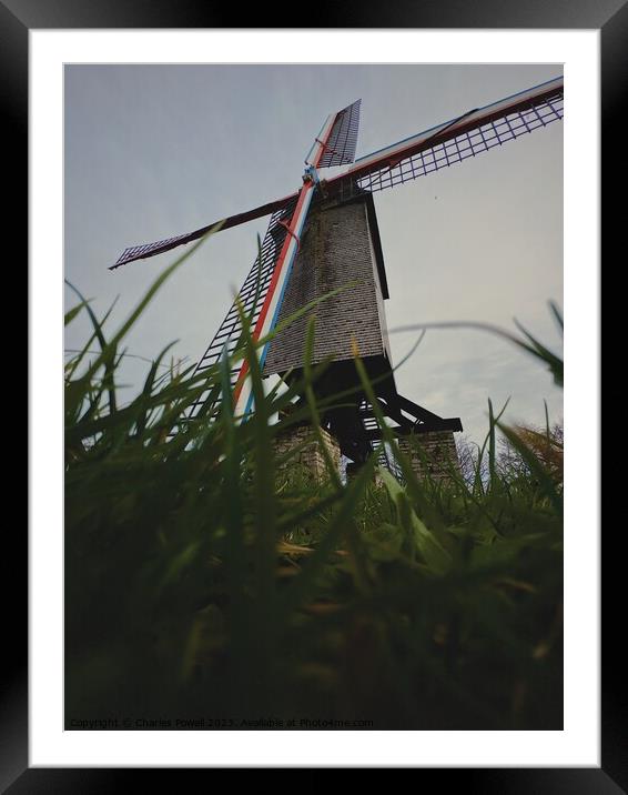 Bruges windmill Framed Mounted Print by Charles Powell