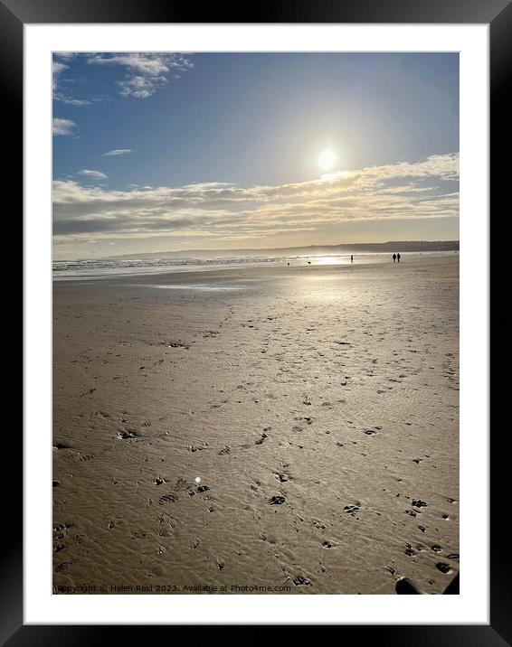 Outdoor Filey Beach low winter sun Framed Mounted Print by Helen Reid