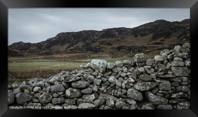 Stone Wall, Colonsay Framed Print by Philip King