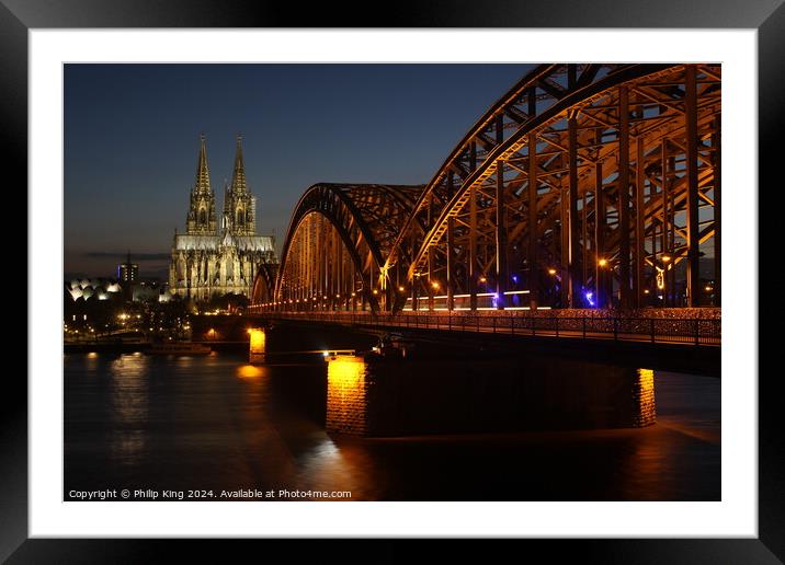 Cologne Cathedral and Hohenzollern Bridge Framed Mounted Print by Philip King