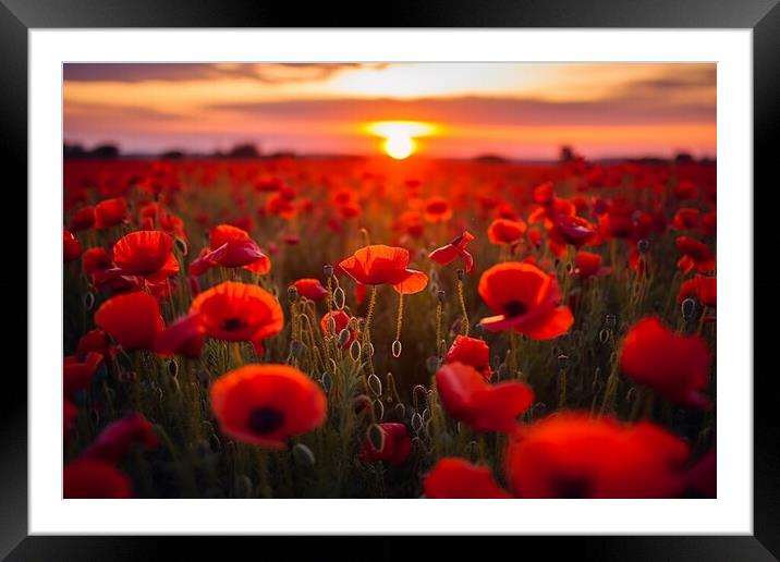 Sunset at the Poppy Field  Framed Mounted Print by CC Designs
