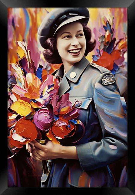 The Queen Elizabeth during WW2 Framed Print by CC Designs