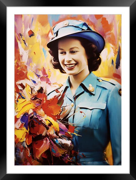 Queen Elizabeth II Framed Mounted Print by CC Designs