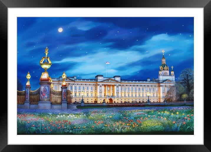 Buckingham Palace at Night  Framed Mounted Print by CC Designs