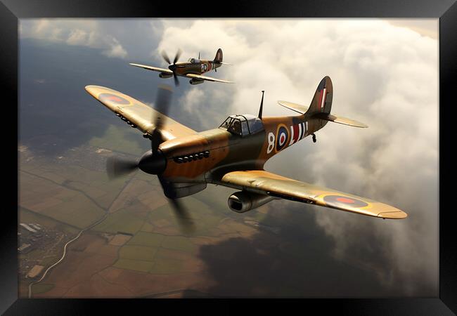 Spitfire in flight  Framed Print by CC Designs