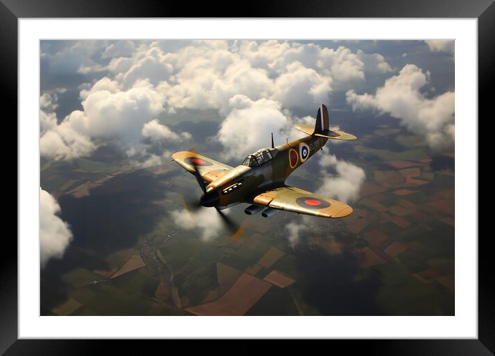 Spitfire Diving  Framed Mounted Print by CC Designs