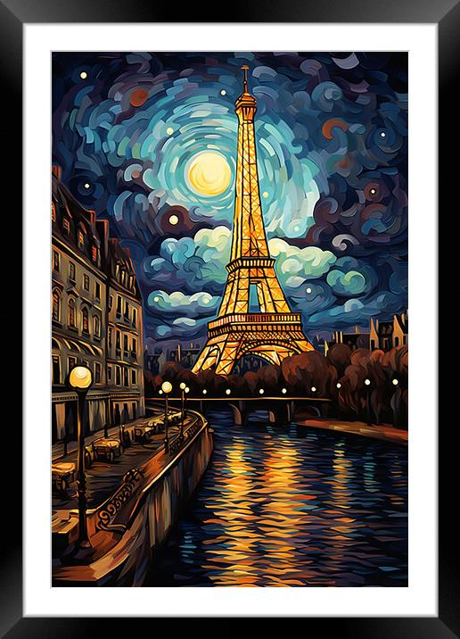 Eiffel Tower at Night  Framed Mounted Print by CC Designs