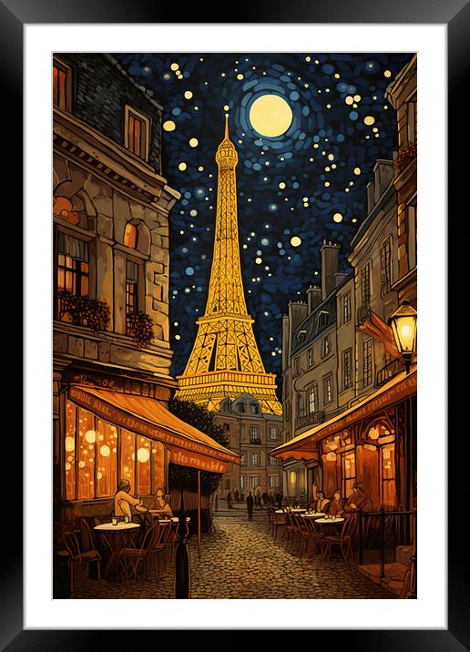 Cafe in Paris  Framed Mounted Print by CC Designs