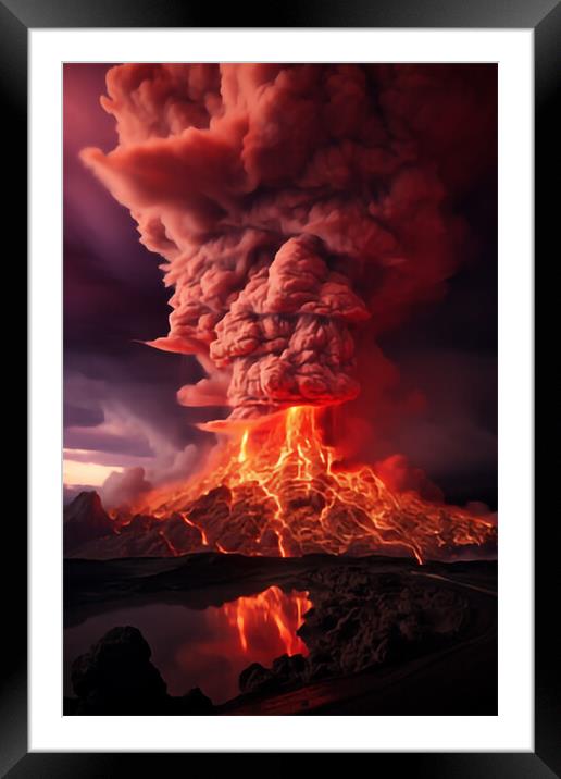 Dangerously Beautiful Volcano  Framed Mounted Print by CC Designs