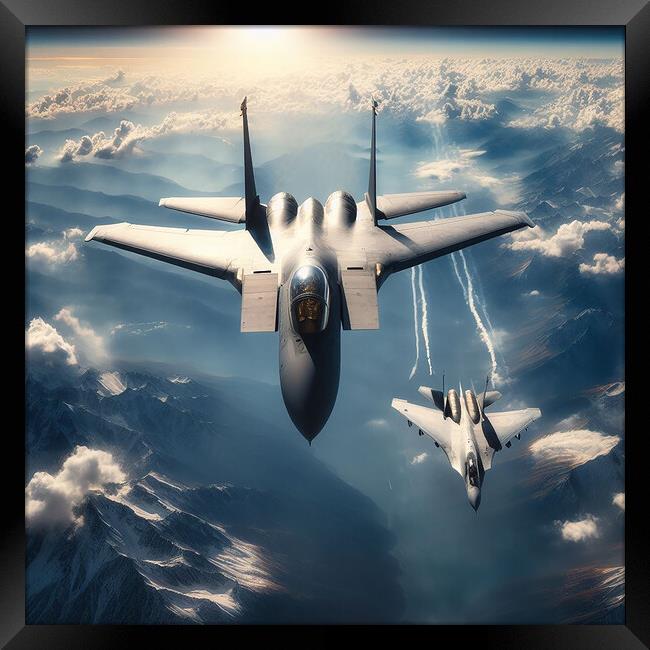 F15 vs Sukhoi Su-57 Framed Print by CC Designs