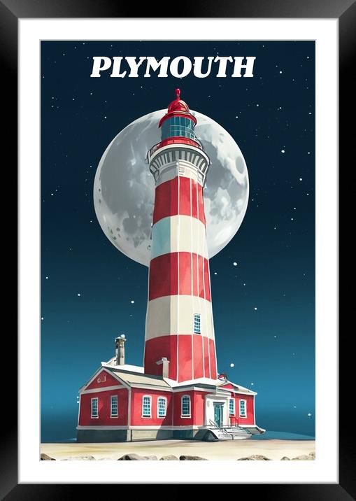  Plymouth travel poster Framed Mounted Print by CC Designs