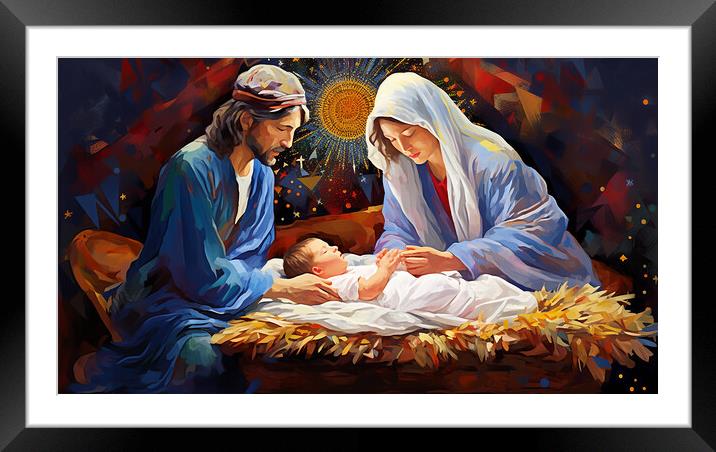 Nativity Scene  Framed Mounted Print by CC Designs