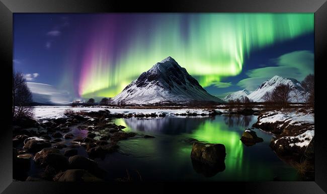 Glencoe Scotland Aurora  Framed Print by CC Designs