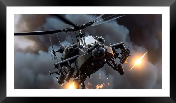 Apache AH1 in Combat  Framed Mounted Print by CC Designs