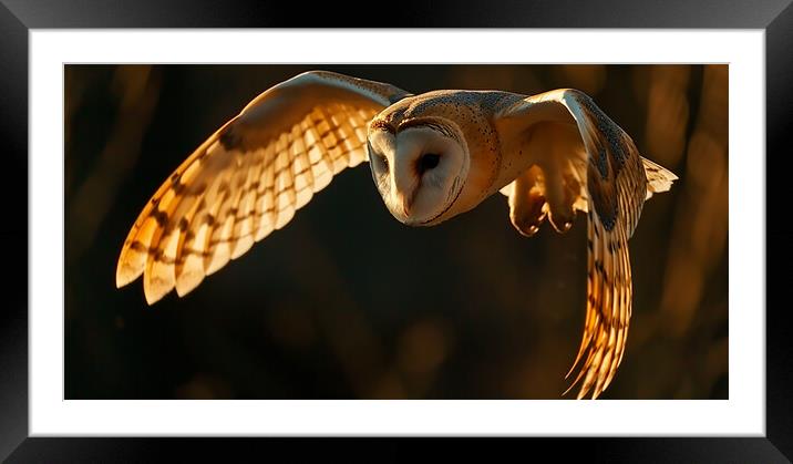 White Lady Barn Owl in flight  Framed Mounted Print by CC Designs