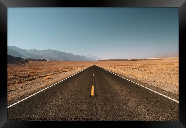 The Open Road in Death Valley, California  Framed Print by Madeleine Deaton