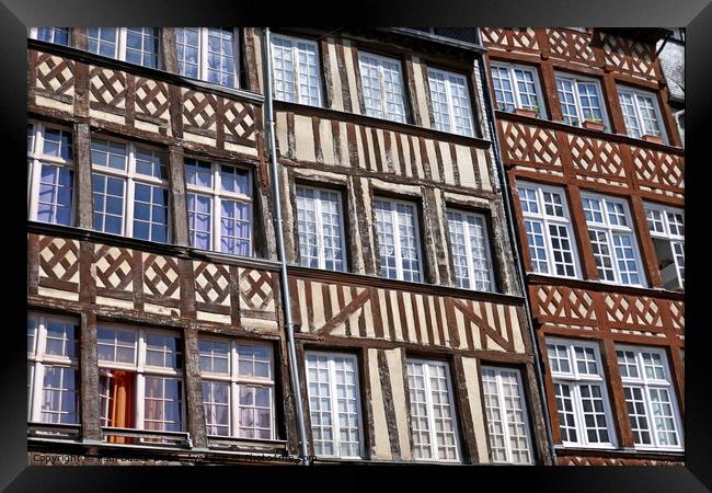 Medieval house fronts, Rennes  Framed Print by Paul Boizot