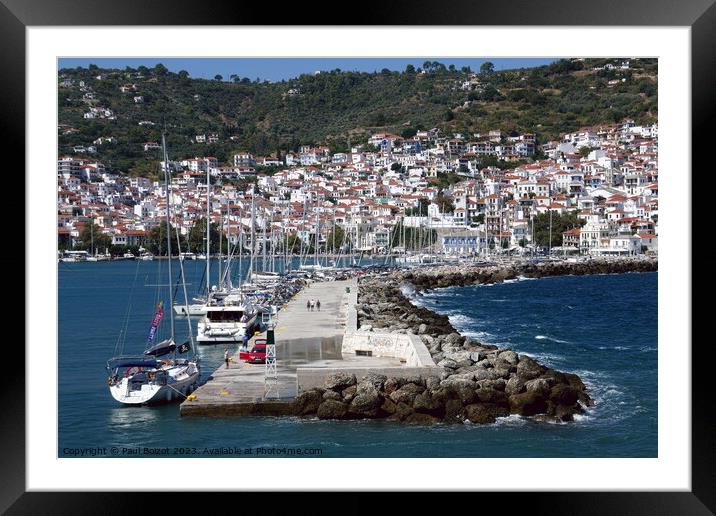 The breakwater at Skopelos Town Framed Mounted Print by Paul Boizot