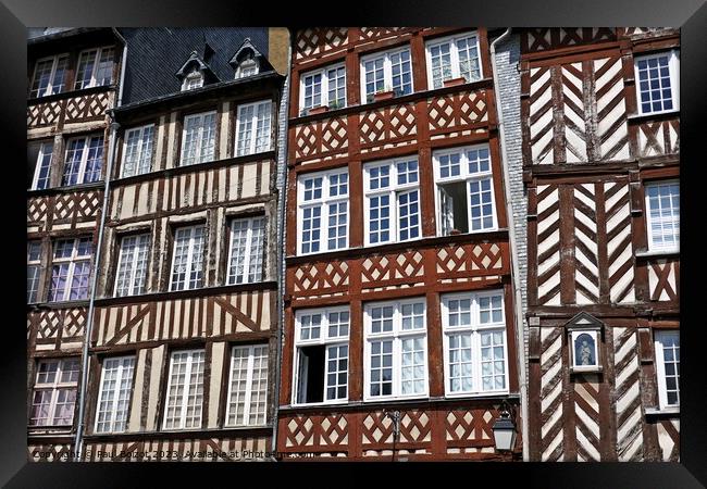 Rennes Medieval buildings Framed Print by Paul Boizot