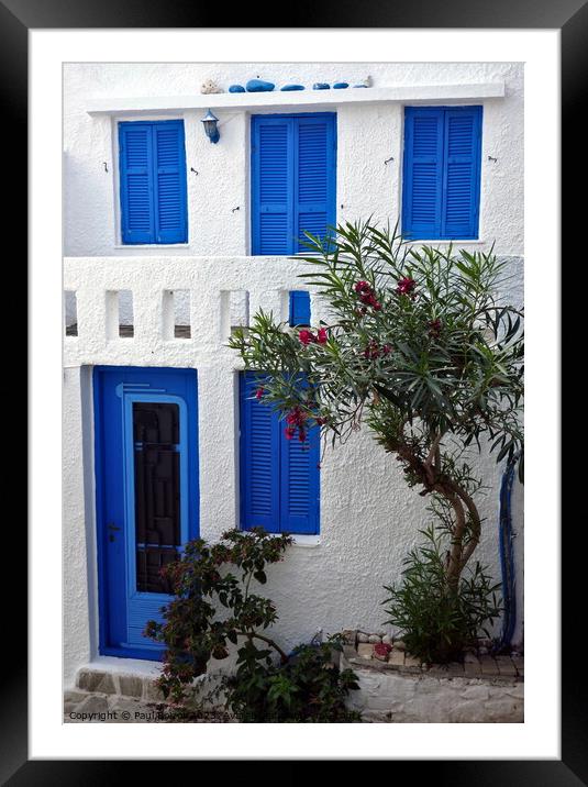 Blue and white house, Alonissos Framed Mounted Print by Paul Boizot