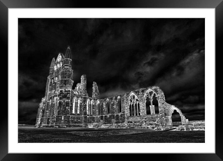 Whitby Abbey 1, glowing night edit Framed Mounted Print by Paul Boizot