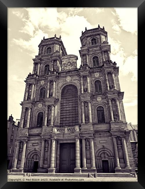 Rennes cathedral, desaturated Framed Print by Paul Boizot