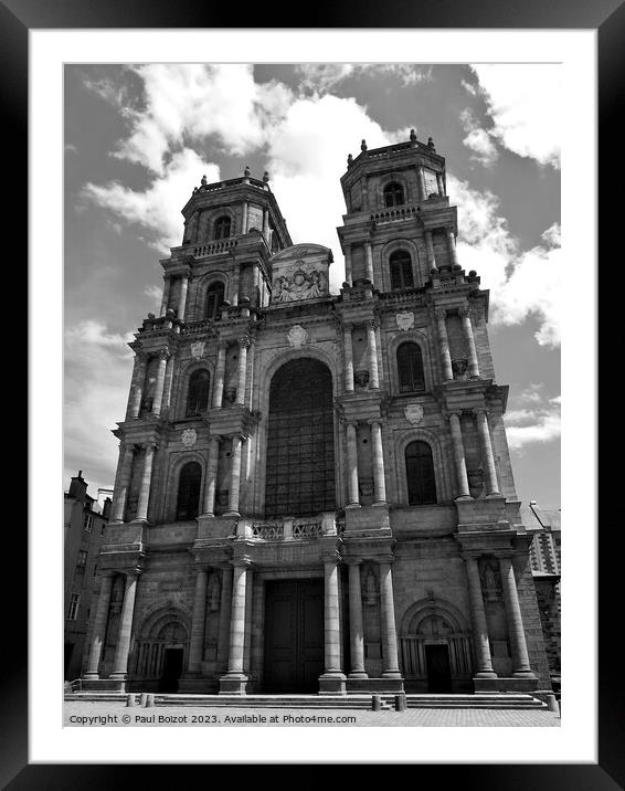 Rennes cathedral, monochrome Framed Mounted Print by Paul Boizot