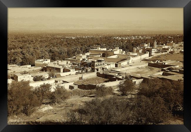 Tioute village and oasis, Morocco 1, sepia Framed Print by Paul Boizot