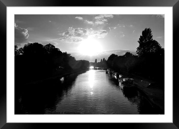 Evening sun on the Ouse, York,monochrome Framed Mounted Print by Paul Boizot
