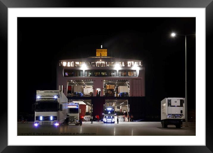 Night ferry, Kos Town Framed Mounted Print by Paul Boizot