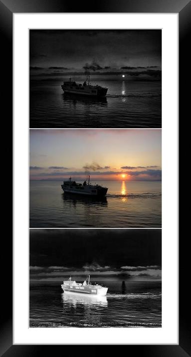 Ship on the Aegean montage, vertical Framed Mounted Print by Paul Boizot
