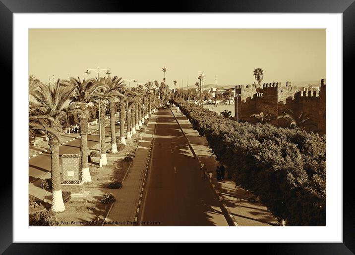 Avenue Moulay Rachid and Taroudant city walls, sepia Framed Mounted Print by Paul Boizot