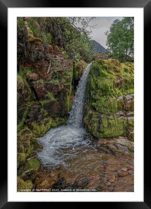 Ardessie waterfall mid section Framed Mounted Print by Paul Telford