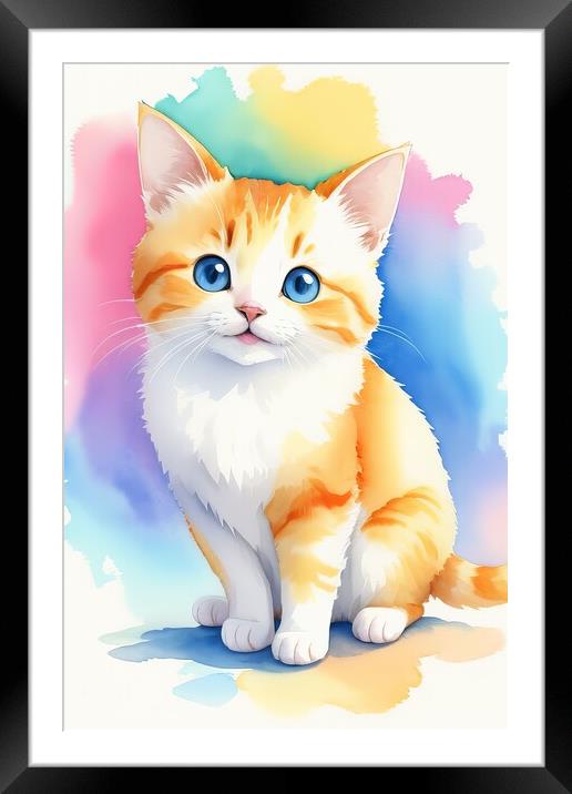 Feline Delight Framed Mounted Print by Victor Nogueira