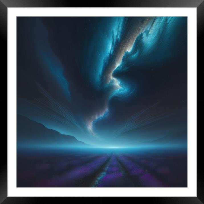 Galactic Sky Over The Lavender Fields Framed Mounted Print by Victor Nogueira