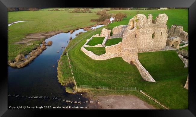Ogmore castle and stepping stones  Framed Print by Jonny Angle