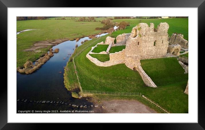 Ogmore castle and stepping stones  Framed Mounted Print by Jonny Angle