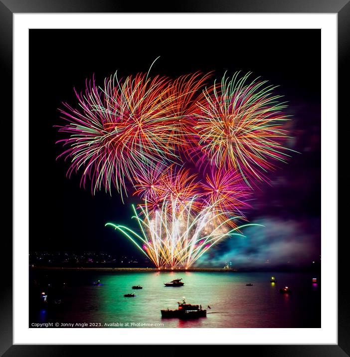 Dark fireworks on Plymouth Hoe  Framed Mounted Print by Jonny Angle
