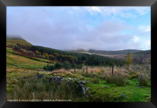 Sunrise on the Brecon Beacons with earl morning mist  Framed Print by Jonny Angle