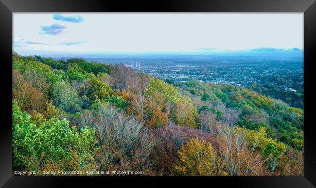 Drone eye view of Cardiff from the Wenallt  Framed Print by Jonny Angle