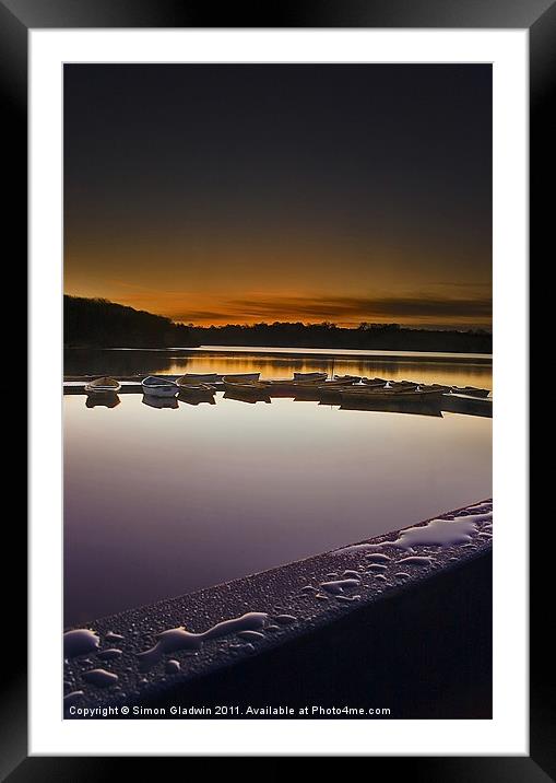 Dawn Droplets and Boats Framed Mounted Print by Simon Gladwin