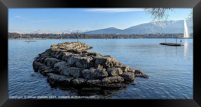A view across Lake Geneva Framed Print by Simon Gladwin