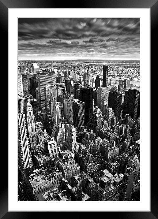 View from the Empire State Building in Black and W Framed Mounted Print by Simon Gladwin