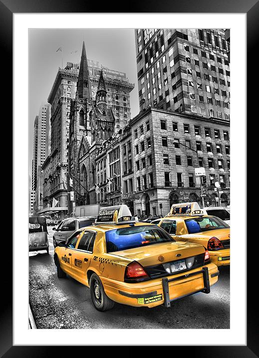 Yellow Cabs Outside Tiffanys Framed Mounted Print by Simon Gladwin