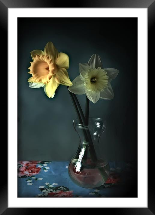 Daffs and Vase Framed Mounted Print by Simon Gladwin