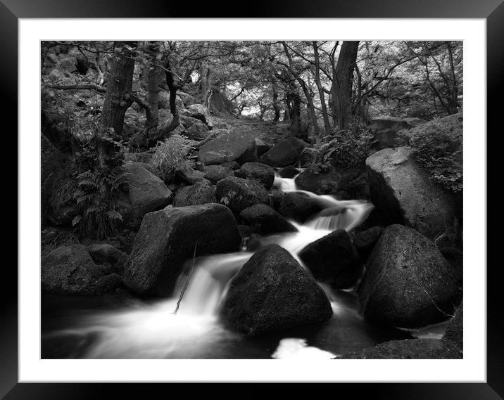 Padley Gorge in Black and White Framed Mounted Print by Simon Gladwin